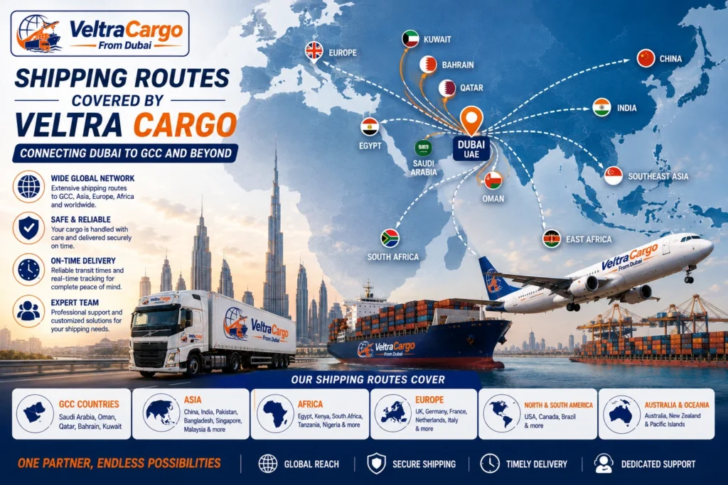 Shipping Routes Covered by Veltra Cargo